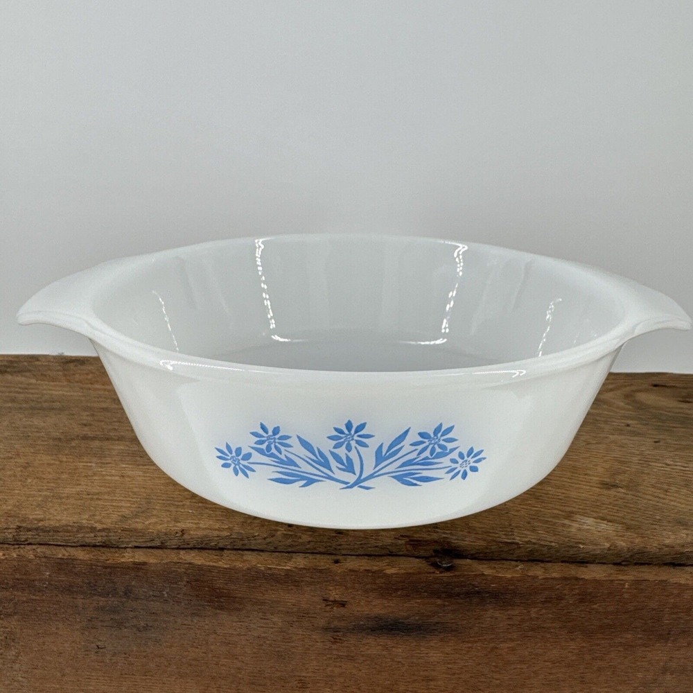 Anchor Hocking Fire King Blue Cornflower Casserole Dish #436 1 Qt Round Vintage